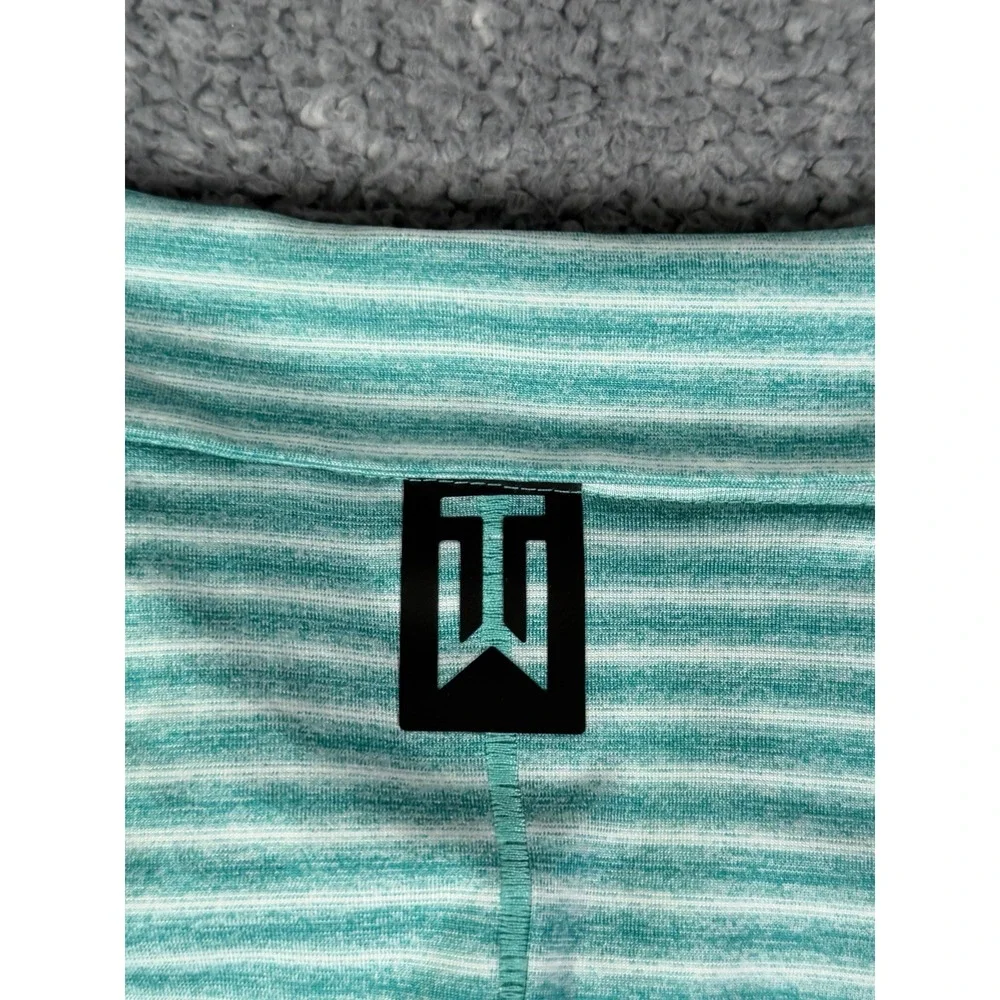 Nike Tiger Woods Dri-FIT Polo Shirt Mens Small Teal Blue Stripe Golf BQ6722-309